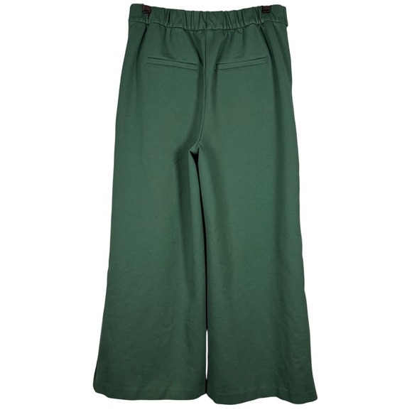 BODEN Ponte Pull On Crop Trousers, Green, Attached Belt Cotton Stretch, Size 8R - Picture 3 of 10